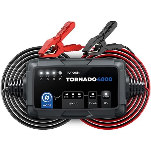 Trickle Charger Car Battery Charger Automotive, TOPDON T4000 4A/1A for 6V/12V - Picture 1 of 6